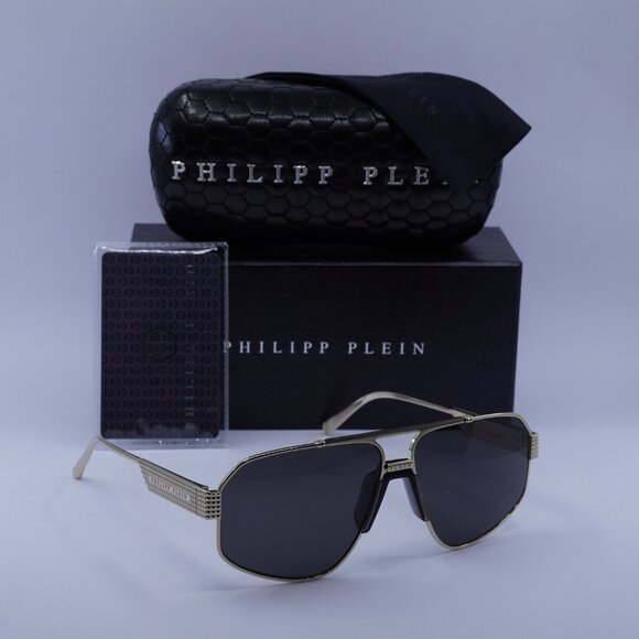 Philipp Plein SPP106M 0302 Aviator Sunglasses – Gold/Smoke - Picture 7 of 10